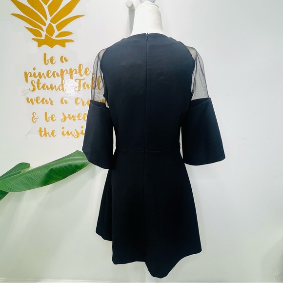 GENEVIE Black Mini Dress Gold & Sheer Bell Sleeve Dress NWT Size Small Medium - Picture 10 of 14